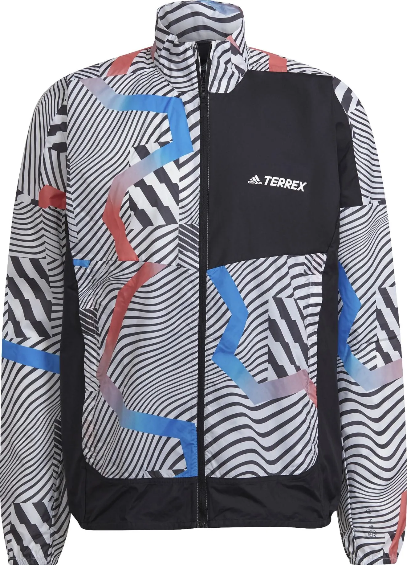 Adidas Men's Terrex Trail Running Printed Wind Jacket White/Black | Buy Adidas Men's Terrex Trail Running Printed Wind