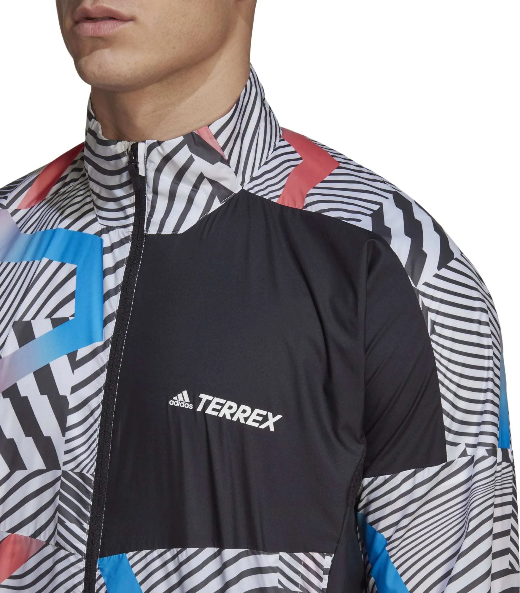 Adidas Men's Terrex Trail Running Printed Wind Jacket White/Black | Buy Adidas Men's Terrex Trail Running Printed Wind