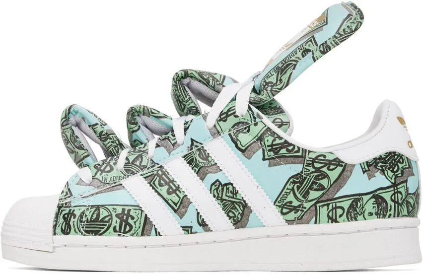 Adidas Originals Green & Blue Jeremy Scott Edition Superstar Sneakers