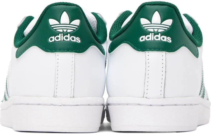 Adidas Originals White & Green Superstar Sneakers