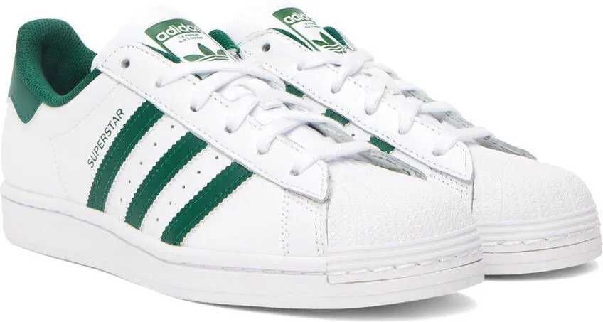 Adidas Originals White & Green Superstar Sneakers