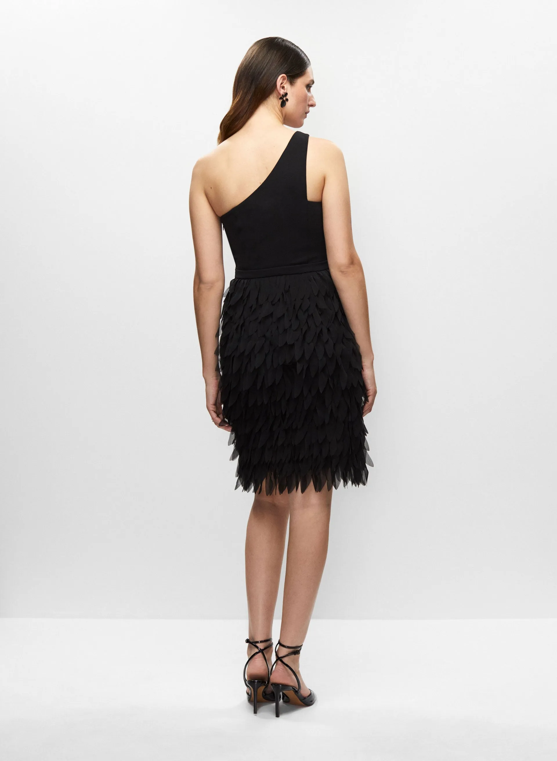 Asymmetric Feather Skirt Dress