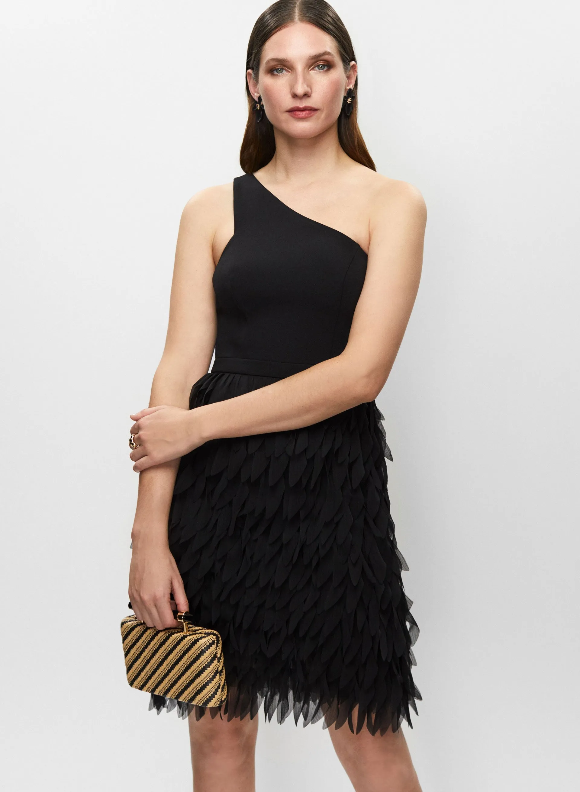 Asymmetric Feather Skirt Dress