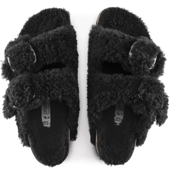 Birkenstock W' Arizona Big Buckle Teddy Black Fur Sandals