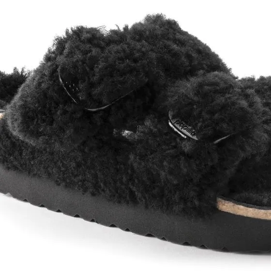 Birkenstock W' Arizona Big Buckle Teddy Black Fur Sandals