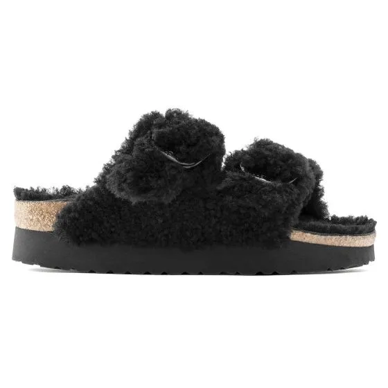 Birkenstock W' Arizona Big Buckle Teddy Black Fur Sandals