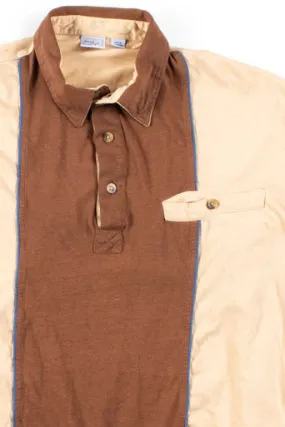 Brown Vintage Long Sleeve Polo Shirt