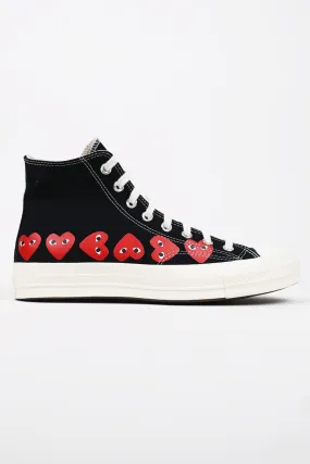 CdG PLAY x Converse Chuck Taylor Hi - Black/Red Hearts