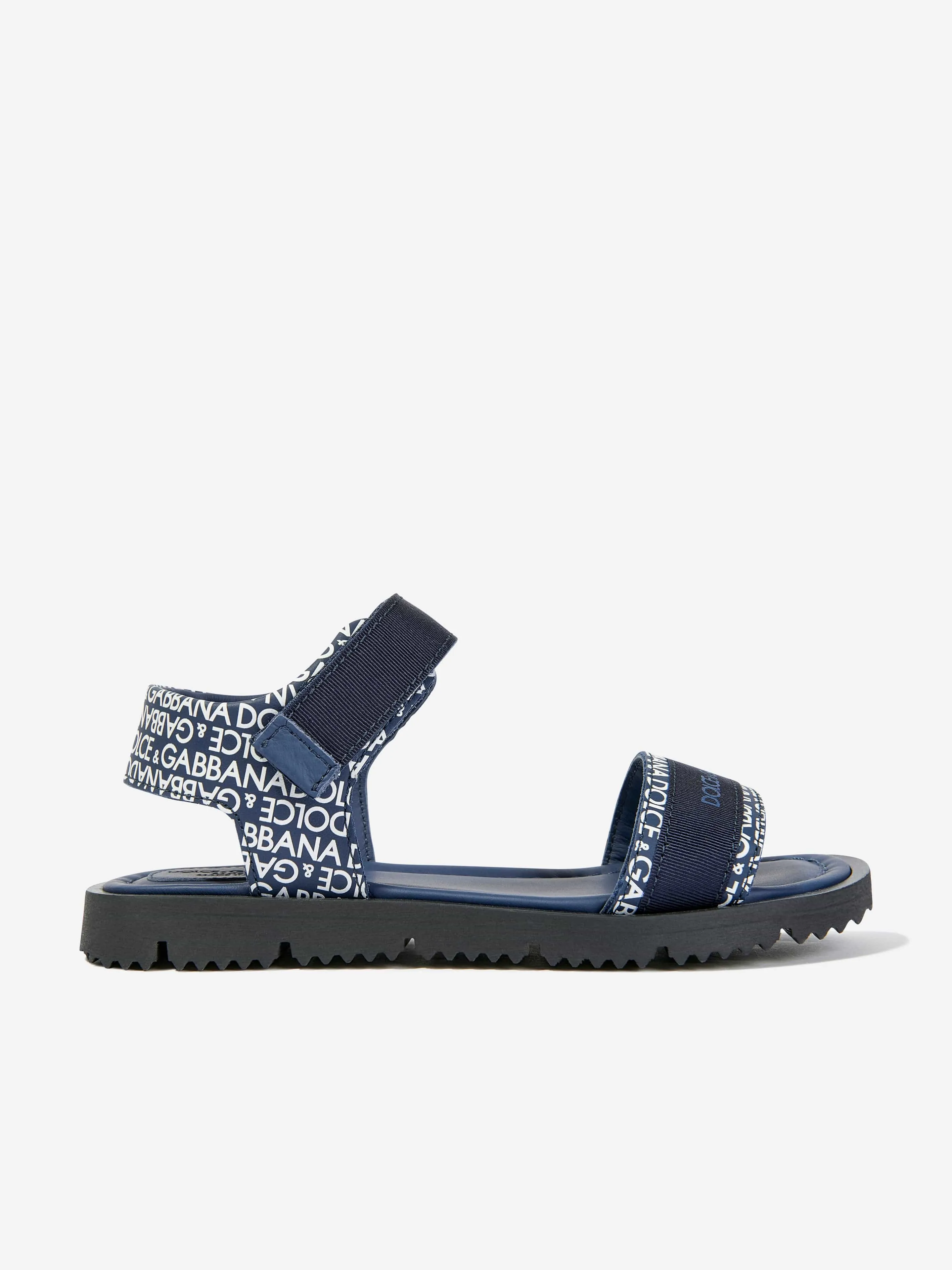 Dolce & Gabbana Boys Technical Fabric Logo Sandals in Blue