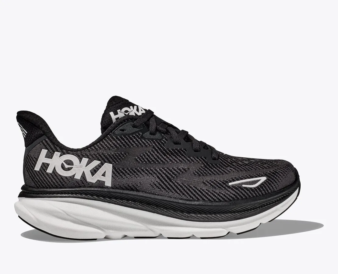 Hoka Men's Clifton 9 Max Running Shoe in Milk/Barley, Bellwether Blue, Black & Grey Available in Wide Widths