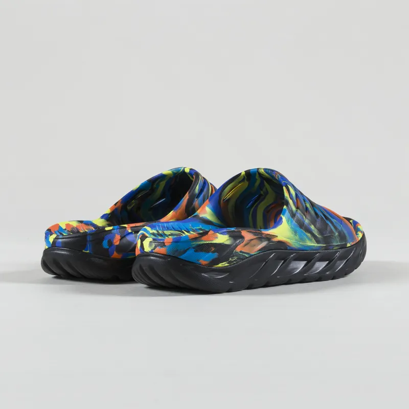 HOKA Ora Recovery Slide Swirl Black Diva Blue