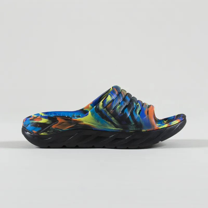 HOKA Ora Recovery Slide Swirl Black Diva Blue