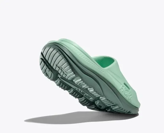 Hoka Ora Recovery Slide white, pink, green, lime, orange, and grey