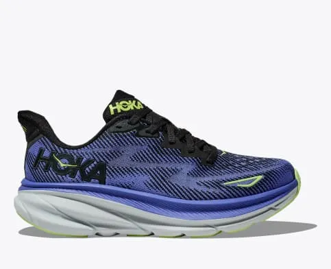 Hoka Women's Clifton 9 Running Shoe in Gull/Sea Ice, Vanilla/Astral, Black/Stellar Blue, Chalk Violet, Airy Blue, White & Black/