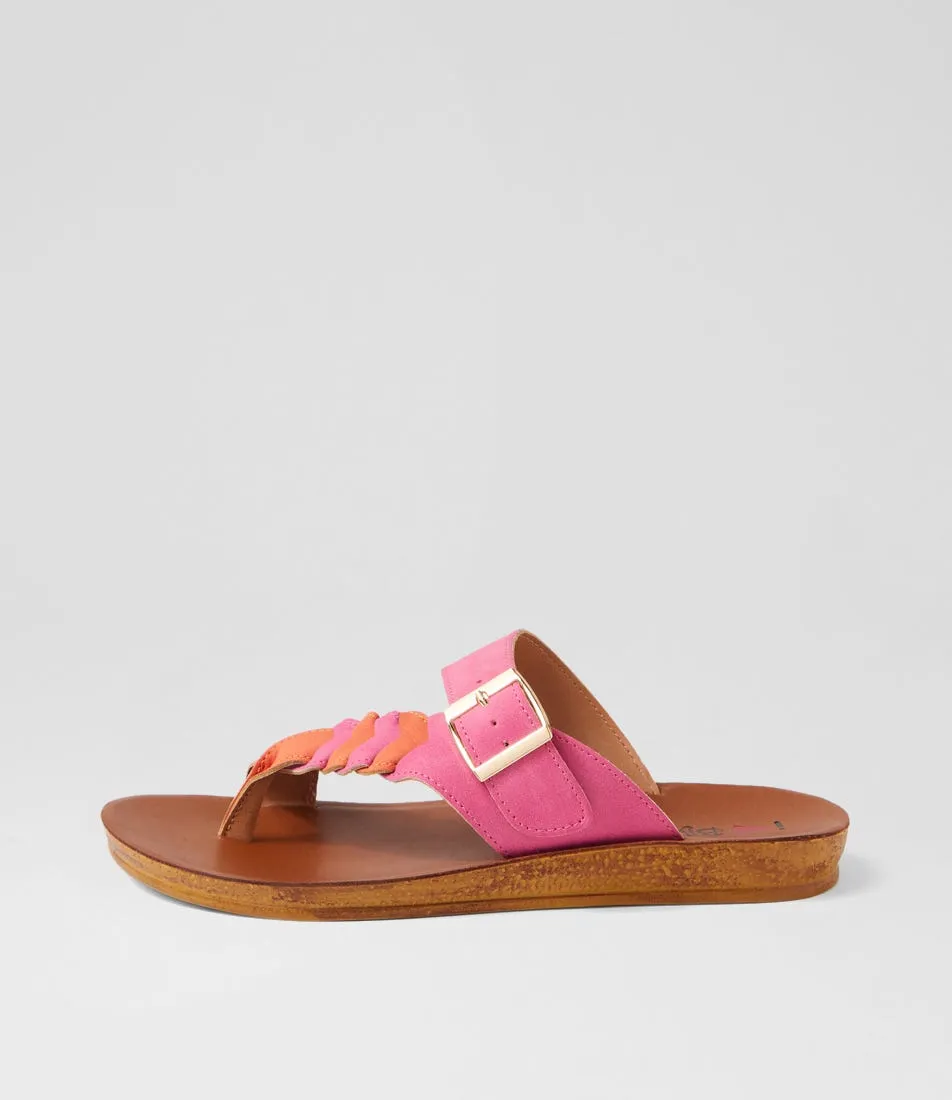 I LOVE BILLY Kessica Fuchsia Orange Nubuck Pu Sandals