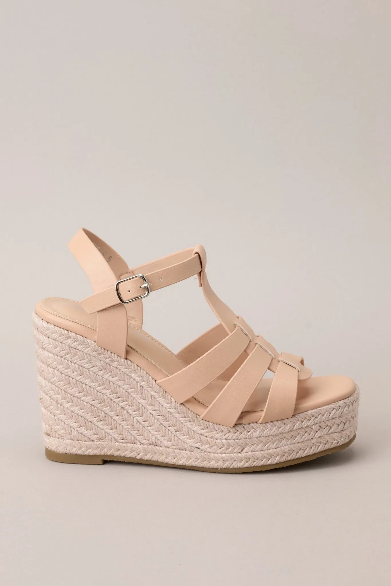 Just Wandering Beige Espadrille Platform Wedge Sandals