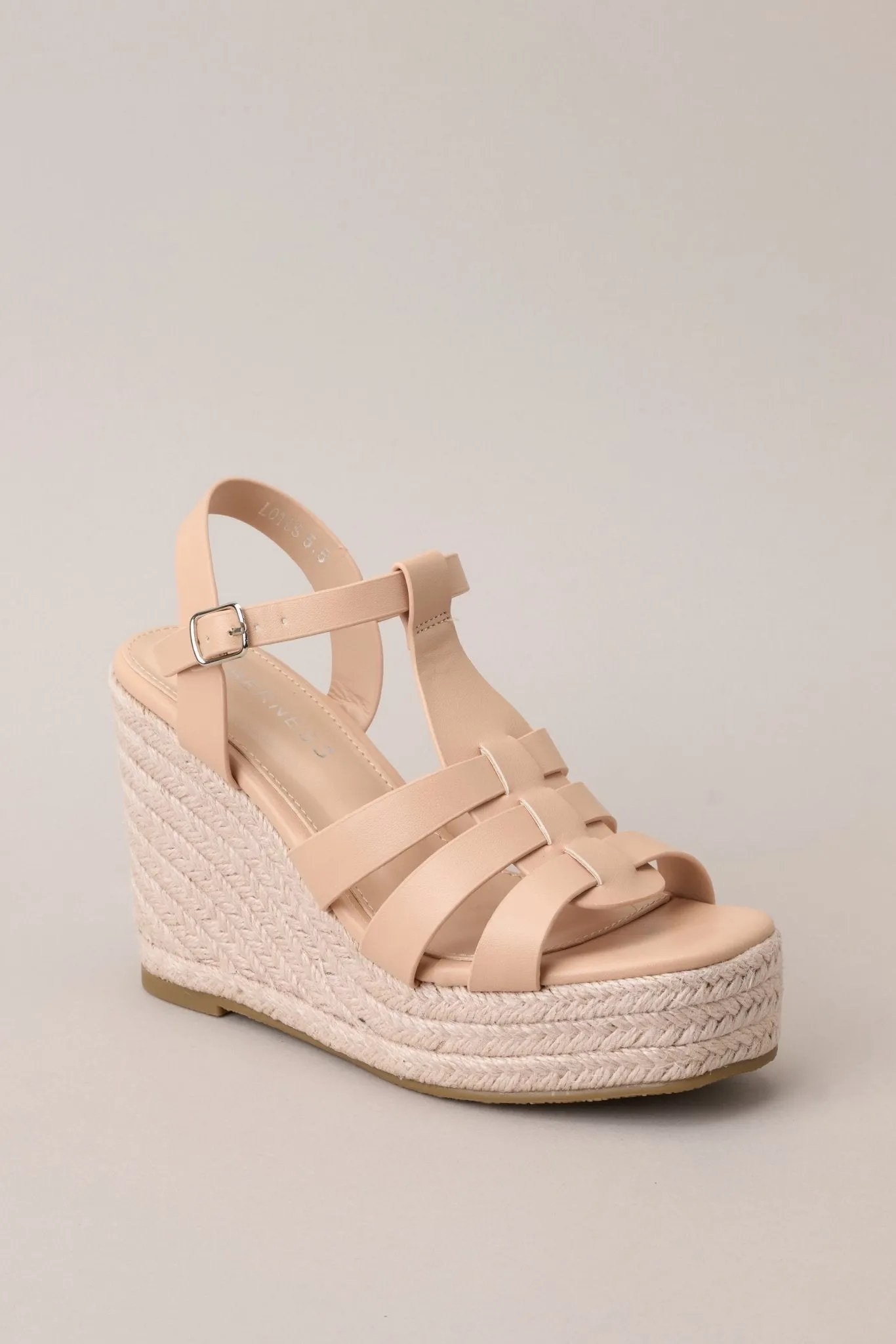 Just Wandering Beige Espadrille Platform Wedge Sandals