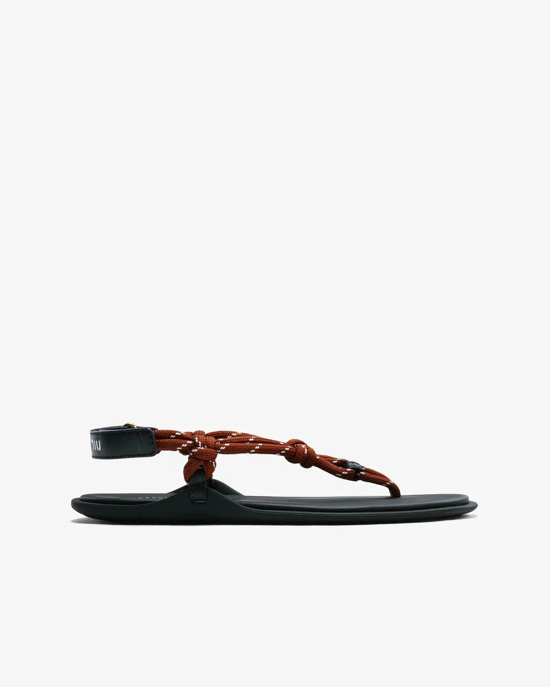 MIU MIU  Women's Riviere Cord and Leather Sandals Tobacco 