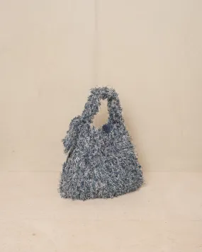 Navy Fluffy Pleats Bag