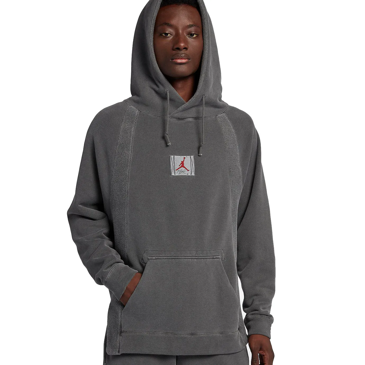 Nike Air Jordan Wings Washed Fleece Pullover Hoodie Gray