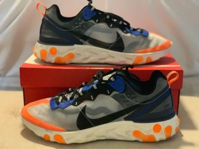 Nike react element 87 thunder blue/total orange