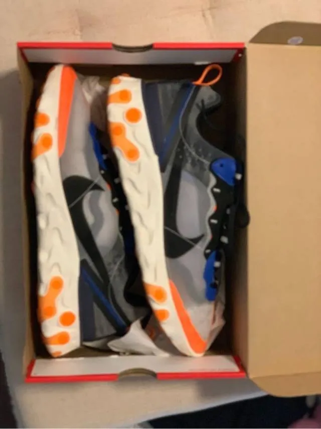 Nike react element 87 thunder blue/total orange