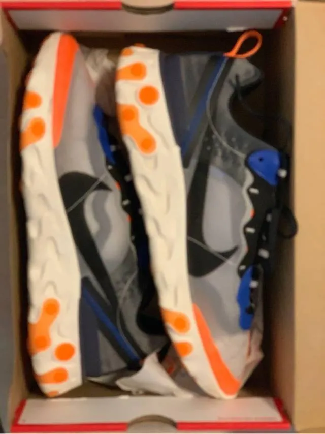 Nike react element 87 thunder blue/total orange