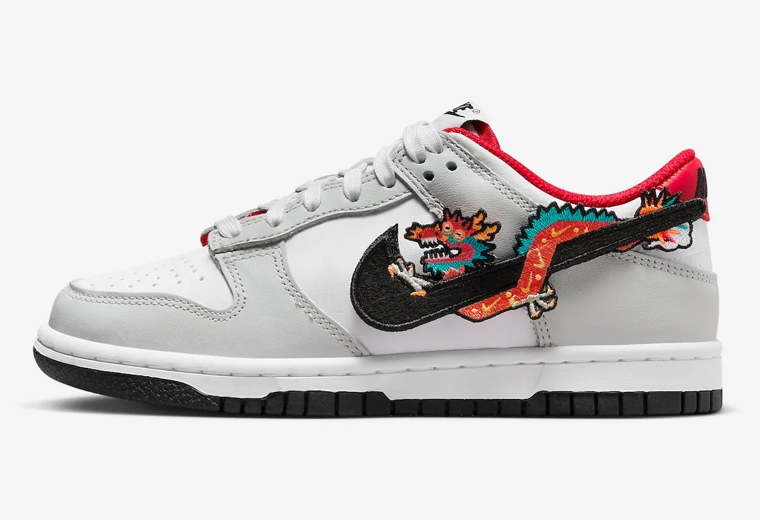 Nike SB Dunk Low GS Year of the Dragon Black White University Red Photon Dust Dusty Cactus FZ5528-101