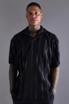 Oversized Pleated Revere Polo | boohooMAN UK