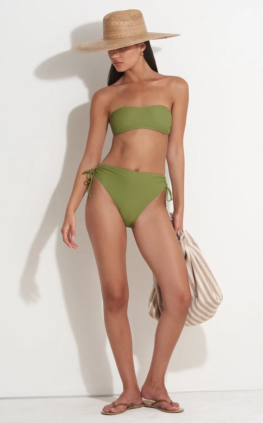 PILPEL BANDEAU BIKINI TOP IN GREEN TEXTURE