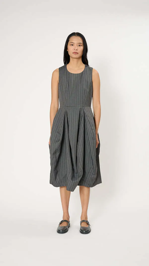 Pinstripe Dress - Gray