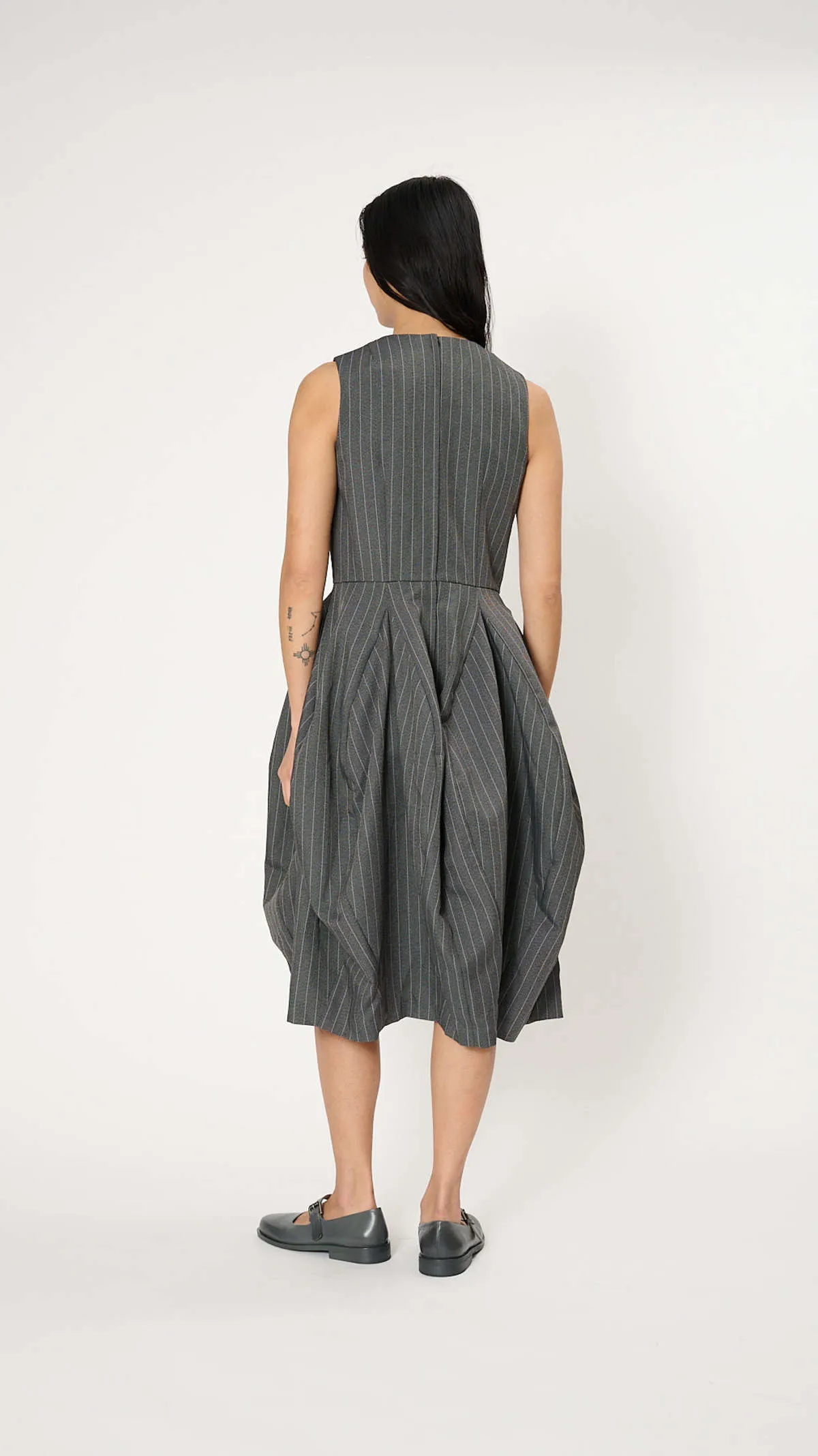 Pinstripe Dress - Gray