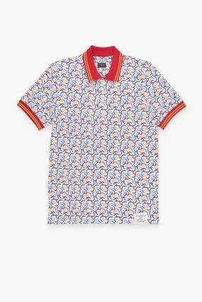 Piquet Man Polo White Red