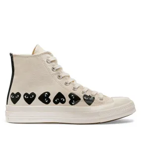 Play Comme des Garons x Converse Black Multi-Heart Chuck Taylor All Star '70 High (White)