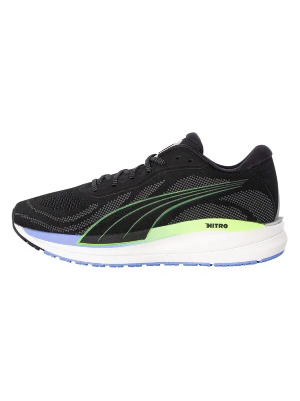 Puma Magnify Nitro Knit Trainers - Black/Purple/Lime