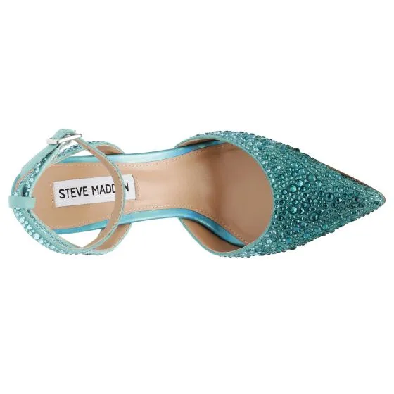 Steve Madden Revert-S Aruba Blue Metallic Fabric W/Matchin Sandals