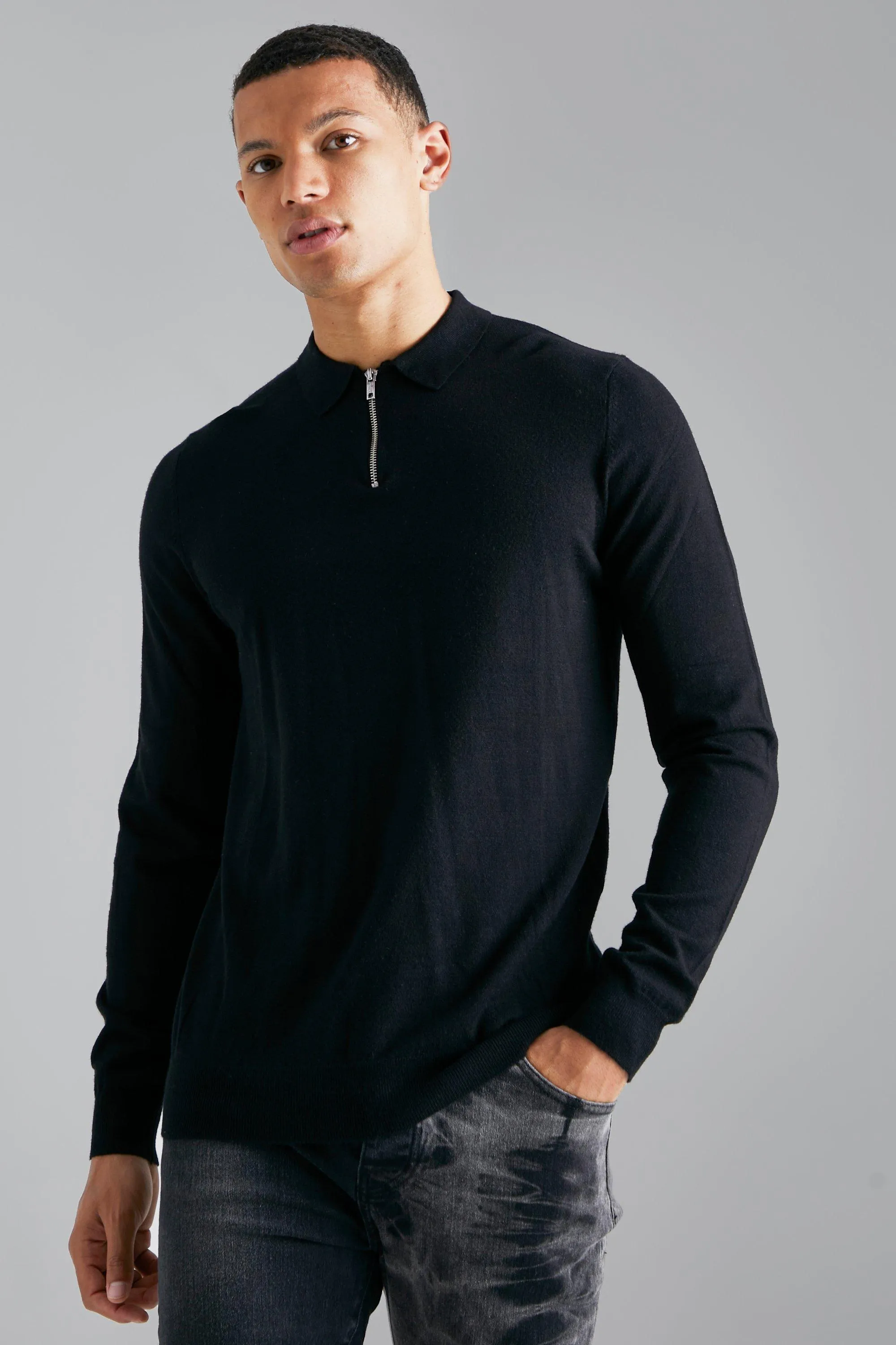 Tall Long Sleeve Half Zip Polo