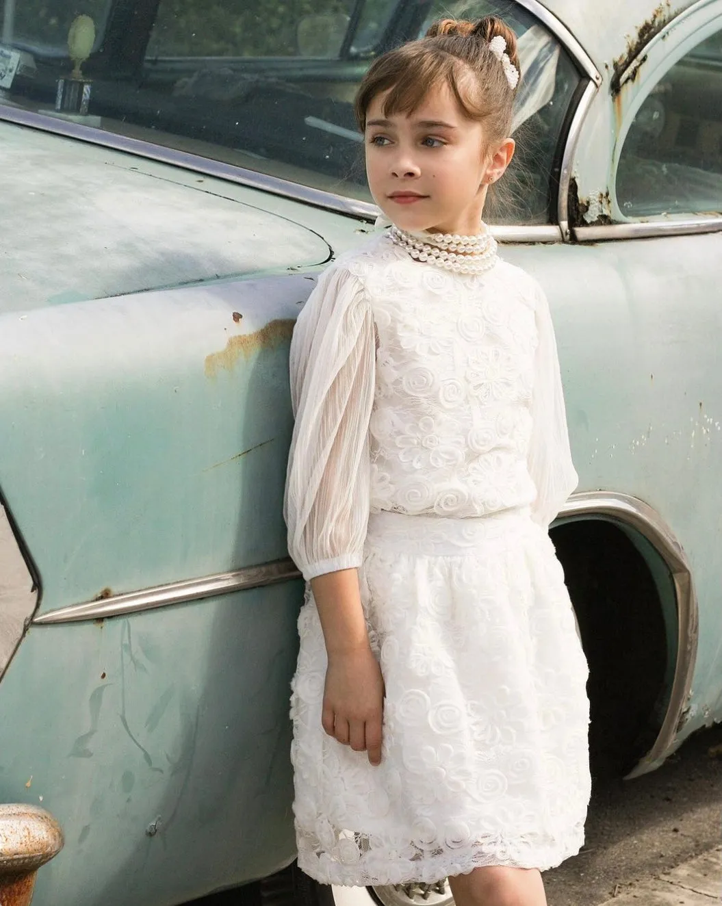 WHITE SHEER FLOWER SKIRT